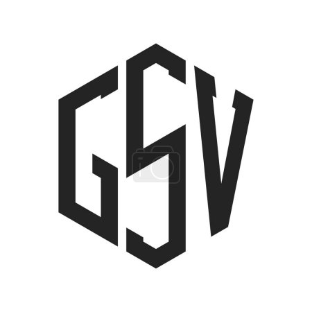 Téléchargez les illustrations : Conception de logo GSV. Logo de monogramme de la lettre initiale GSV utilisant la forme hexagonale - en licence libre de droit