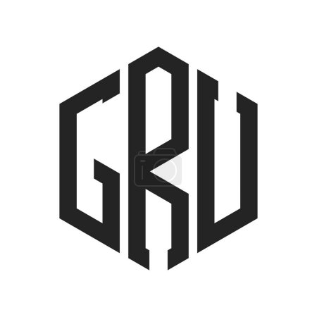 GRU Logo Design. Anfangsbuchstabe GRU Monogramm Logo mit Sechseck-Form