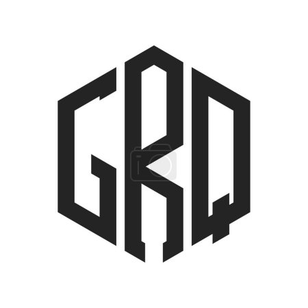 Illustration for GRQ Logo Design. Initial Letter GRQ Monogram Logo using Hexagon shape - Royalty Free Image