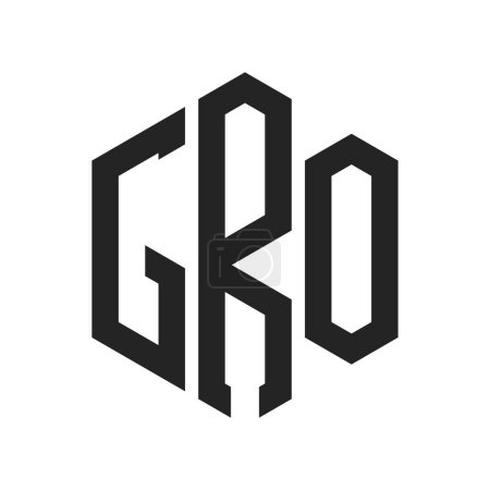 GRO Logo Design. Anfangsbuchstabe GRO Monogramm Logo mit Hexagon-Form