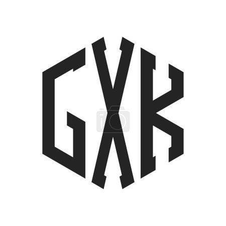 Téléchargez les illustrations : Conception de logo GXK. Logo de monogramme de la lettre initiale GXK utilisant la forme hexagonale - en licence libre de droit