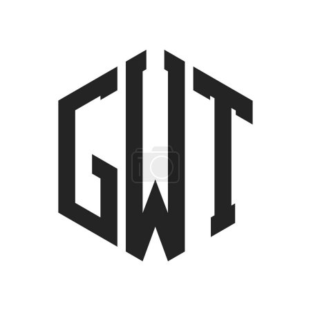 Conception de logo GWT. Lettre initiale Logo monogramme GWT en forme d'hexagone
