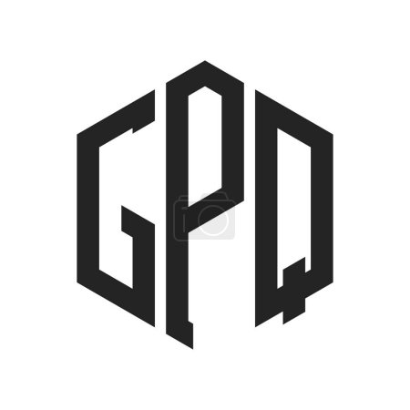 Illustration for GPQ Logo Design. Initial Letter GPQ Monogram Logo using Hexagon shape - Royalty Free Image