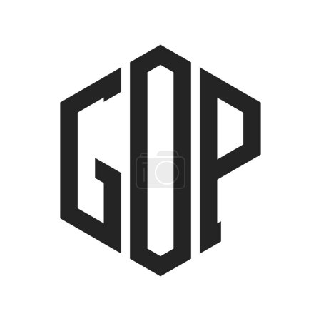 GOP Logo Design. Initial Letter GOP Monogram Logo mit Hexagon-Form