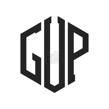 GUP Logo Design. Initial Letter GUP Monogram Logo mit Hexagon-Form