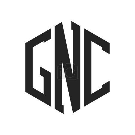 Diseño de Logo GNC. Logo inicial del monograma GNC de la letra usando la forma del hexágono