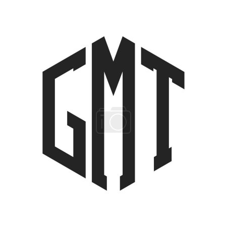 Diseño de Logo GMT. Carta Inicial GMT Monogram Logo usando la forma del hexágono