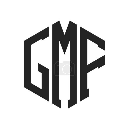GMF Logo Design. Anfangsbuchstabe GMF Monogramm Logo mit Hexagon-Form