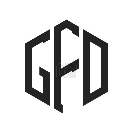 Ilustración de Diseño de Logo GFD. Logo inicial del monograma de la carta GFD usando la forma del hexágono - Imagen libre de derechos