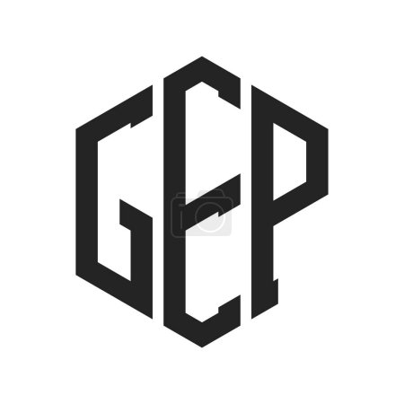 Logo GEP Design. Lettre initiale Logo monogramme GEP en forme d'hexagone