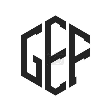 Conception du logo du FEM. Lettre initiale Logo monogramme GEF en forme d'hexagone