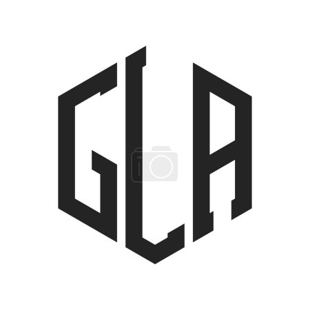 Logo GLA Design. Logo de monogramme de la lettre initiale GLA utilisant la forme hexagonale