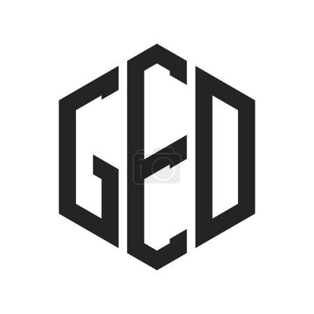 Illustration for GED Logo Design. Initial Letter GED Monogram Logo using Hexagon shape - Royalty Free Image