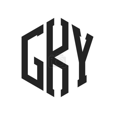 Ilustración de Diseño de Logo GKY. Letra inicial GKY Monogram Logo usando la forma del hexágono - Imagen libre de derechos