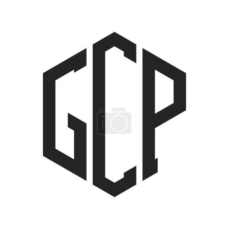 Illustration for GCP Logo Design. Initial Letter GCP Monogram Logo using Hexagon shape - Royalty Free Image