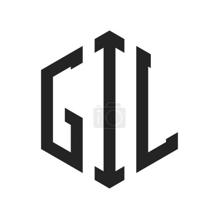 Logo GIL Design. Logo de monogramme GIL de lettre initiale utilisant la forme hexagonale