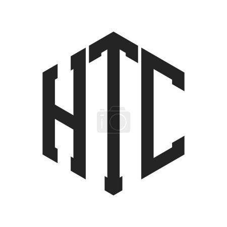 HTC Logo Design. Initial Letter HTC Monogram Logo using Hexagon shape