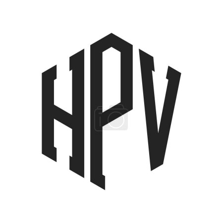 Téléchargez les illustrations : Conception de logo HPV. Logo de monogramme HPV de lettre initiale utilisant la forme hexagonale - en licence libre de droit