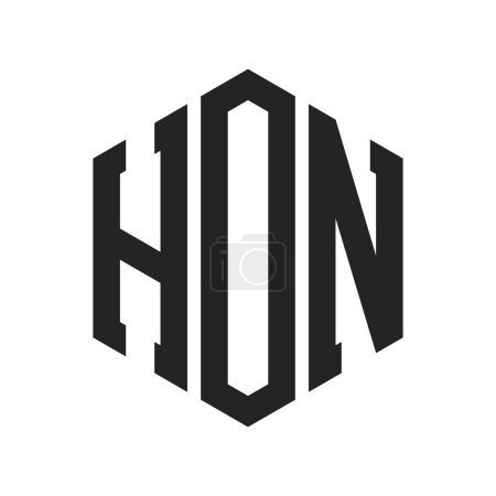 Téléchargez les illustrations : HON Logo Design. Lettre initiale Logo Monogramme HON en forme d'hexagone - en licence libre de droit
