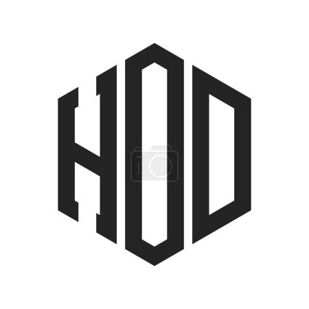 Illustration for HOD Logo Design. Initial Letter HOD Monogram Logo using Hexagon shape - Royalty Free Image