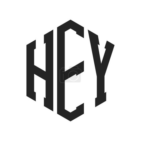 HEY Logo Design. Anfangsbuchstabe HEY Monogramm Logo mit Hexagon-Form