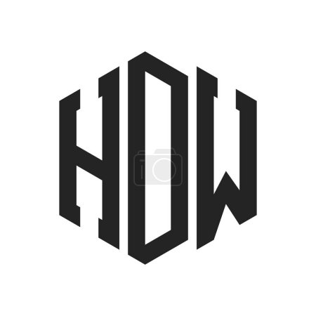 Illustration for HDW Logo Design. Initial Letter HDW Monogram Logo using Hexagon shape - Royalty Free Image