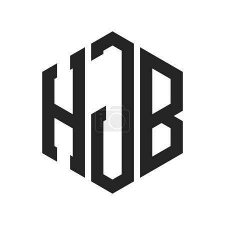 Téléchargez les illustrations : HJB Logo Design. Initial Letter HJB Monogram Logo using Hexagon shape - en licence libre de droit