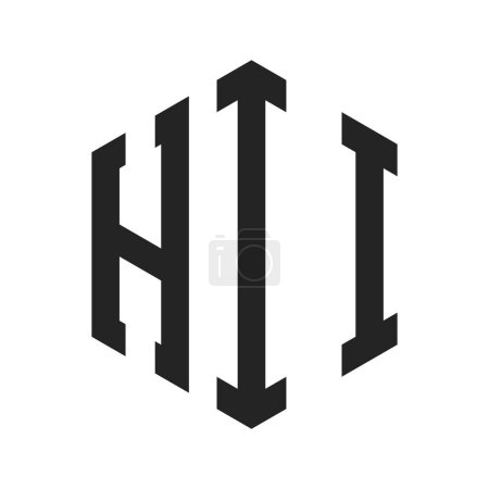 Ilustración de Diseño de Logo HII. Logo inicial del monograma HII con forma de hexágono - Imagen libre de derechos