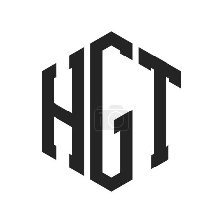 Diseño de Logo HGT. Logo inicial del monograma de la letra HGT usando la forma del hexágono