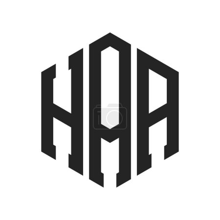 Téléchargez les illustrations : Conception de logo HAA. Lettre initiale Logo monogramme HAA en forme d'hexagone - en licence libre de droit