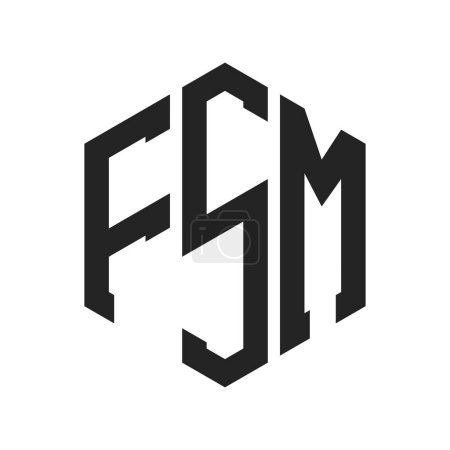 FSM Logo Design. Initial Letter FSM Monogram Logo mit Hexagon-Form