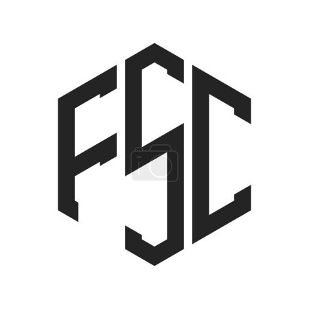 FSC Logo Design. Lettre initiale Logo de monogramme FSC utilisant la forme hexagonale
