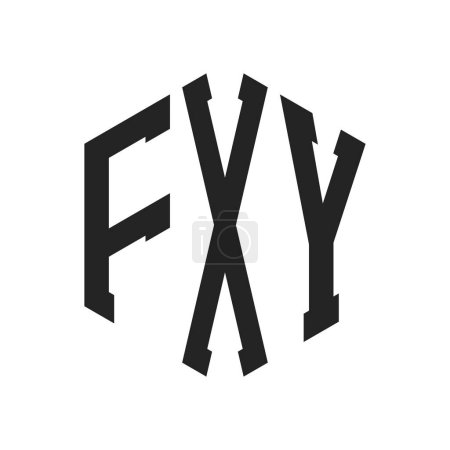 Illustration for FXY Logo Design. Initial Letter FXY Monogram Logo using Hexagon shape - Royalty Free Image