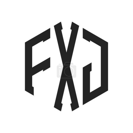 Téléchargez les illustrations : FXJ Logo Design. Lettre initiale Logo monogramme FXJ en forme d'hexagone - en licence libre de droit