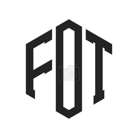 Diseño de Logo FOT. Logo inicial del monograma FOT con forma de hexágono