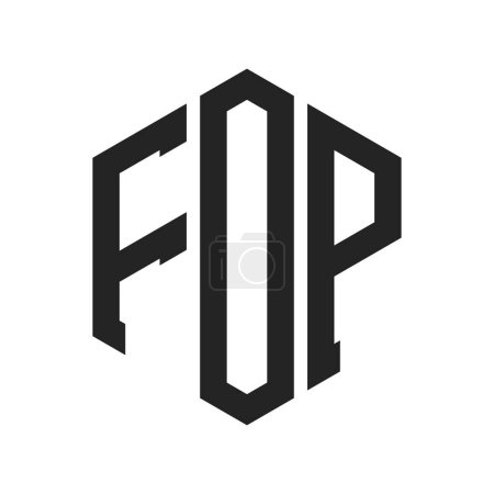 FOP Logo Design. Anfangsbuchstabe FOP Monogramm Logo mit Hexagon-Form