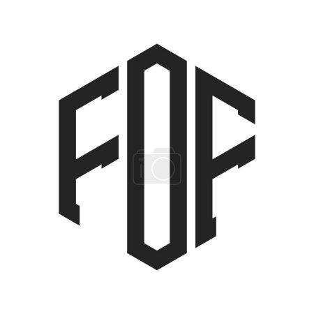 FOF Logo Design. Anfangsbuchstabe FOF Monogramm Logo mit Hexagon-Form
