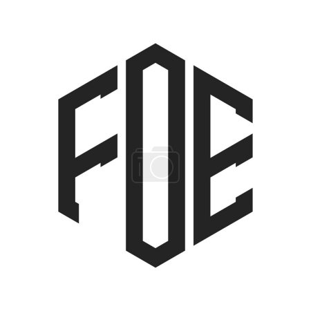 FOE Logo Design. Anfangsbuchstabe FOE Monogramm Logo mit Hexagon-Form