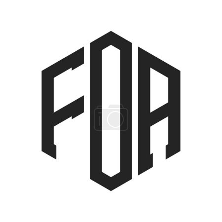 Illustration for FOA Logo Design. Initial Letter FOA Monogram Logo using Hexagon shape - Royalty Free Image