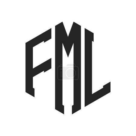 Illustration for FML Logo Design. Initial Letter FML Monogram Logo using Hexagon shape - Royalty Free Image
