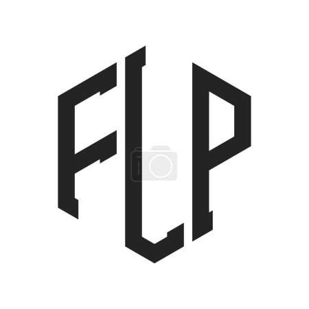 Téléchargez les illustrations : Conception de logo FLP. Lettre initiale FLP Monogram Logo utilisant la forme de l'hexagone - en licence libre de droit
