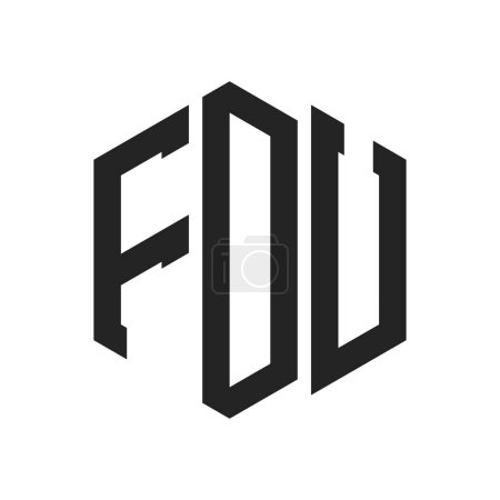 Illustration for FDU Logo Design. Initial Letter FDU Monogram Logo using Hexagon shape - Royalty Free Image