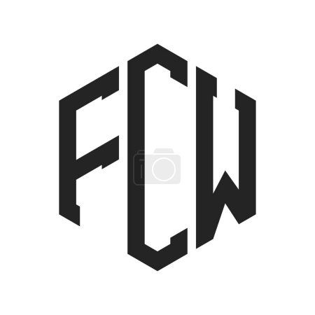 Illustration for FCW Logo Design. Initial Letter FCW Monogram Logo using Hexagon shape - Royalty Free Image
