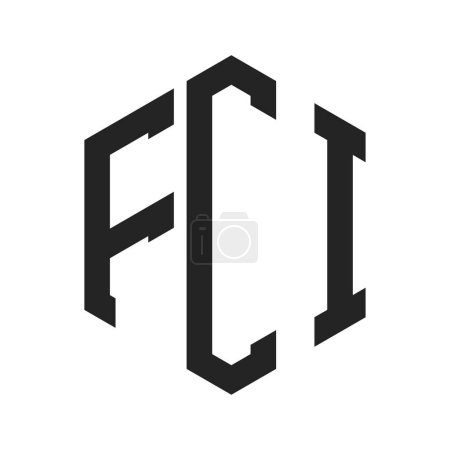 FCI Logo Design. Anfangsbuchstabe FCI Monogramm Logo mit Hexagon-Form
