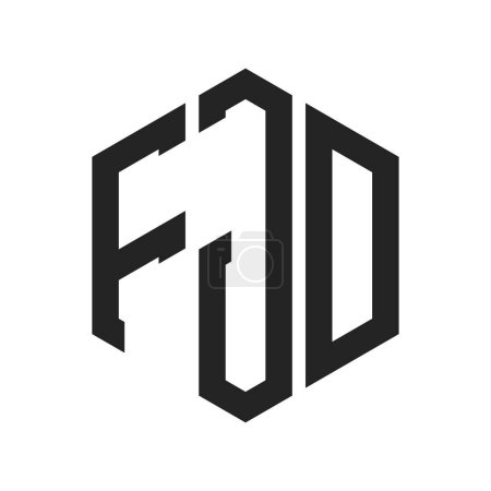 Illustration for FJD Logo Design. Initial Letter FJD Monogram Logo using Hexagon shape - Royalty Free Image