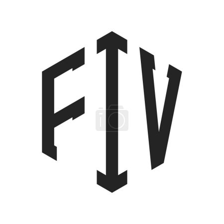 Téléchargez les illustrations : FIV Logo Design. Logo initial de monogramme de la lettre FIV utilisant la forme hexagonale - en licence libre de droit