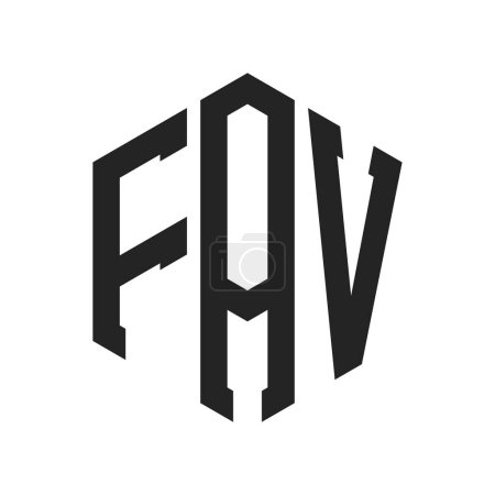 Diseño de Logo FAV. Logo del monograma FAV de la letra inicial usando la forma del hexágono