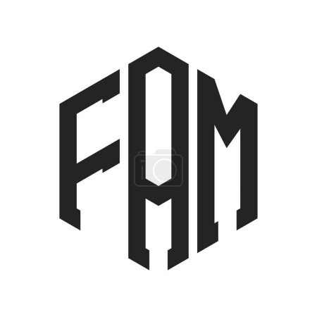 FAM Logo Design. Lettre initiale FAM Monogram Logo en forme d'hexagone