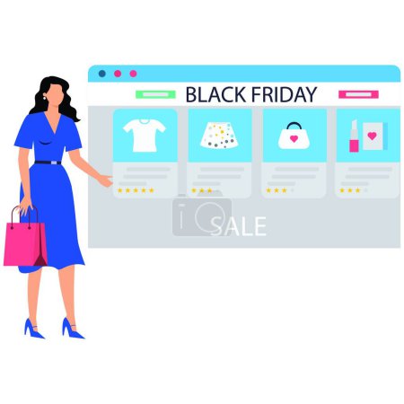 Illustration for Girl Doing Online Shopping By Smart phone Pro Vector - Royalty Free Image