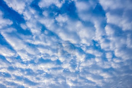 Fond, ciel bleu avec des nuages cirrocumulus blancs 